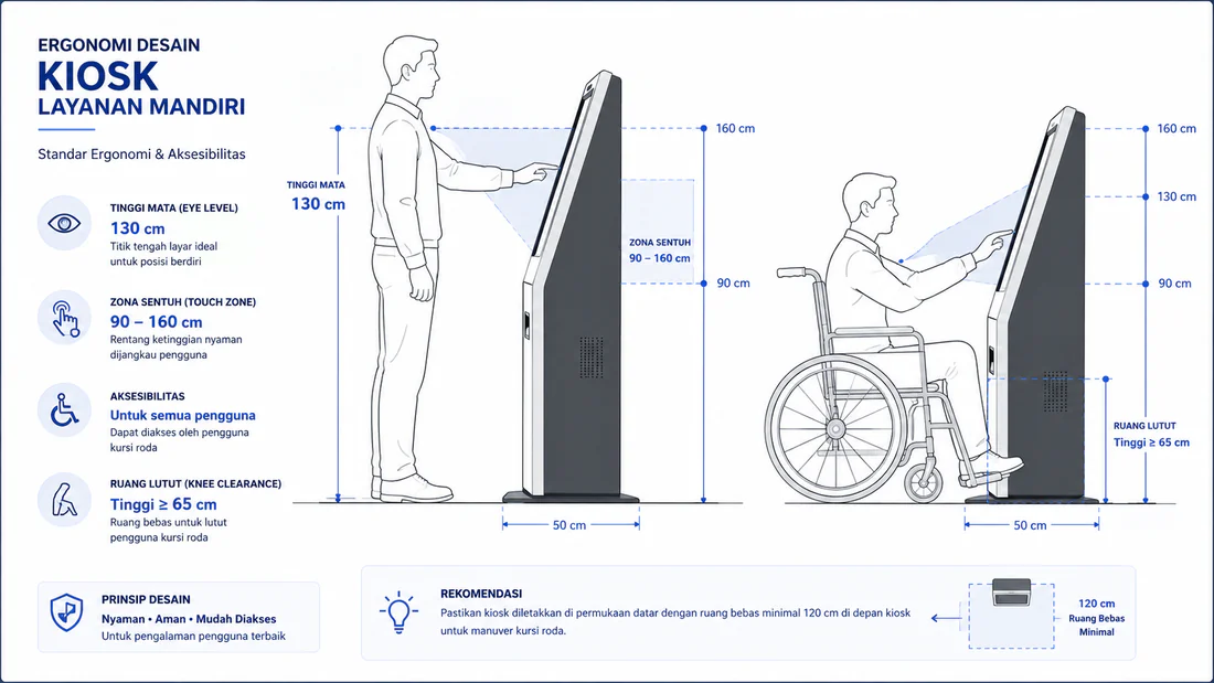Prinsip ergonomi desain kiosk self service layanan mandiri Bcompbiz