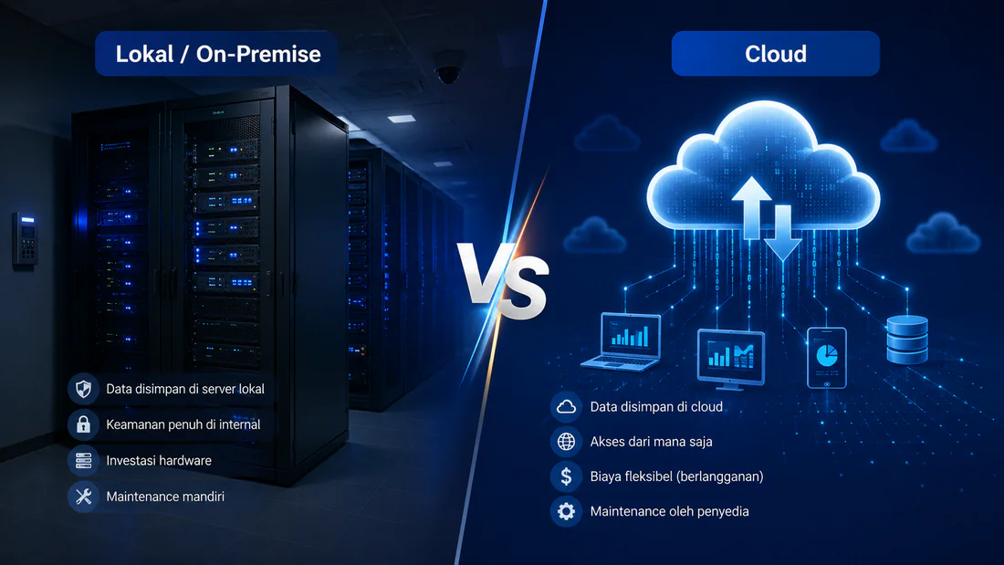 Perbandingan sistem mesin antrian lokal dan cloud Bcompbiz