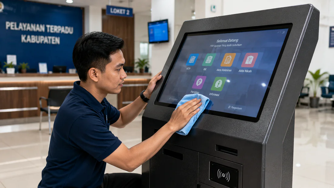 Tips perawatan layar sentuh industrial kiosk dan mesin antrian Bcompbiz