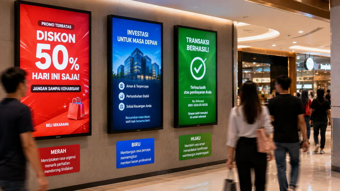 Panduan psikologi warna untuk konten digital signage Bcompbiz
