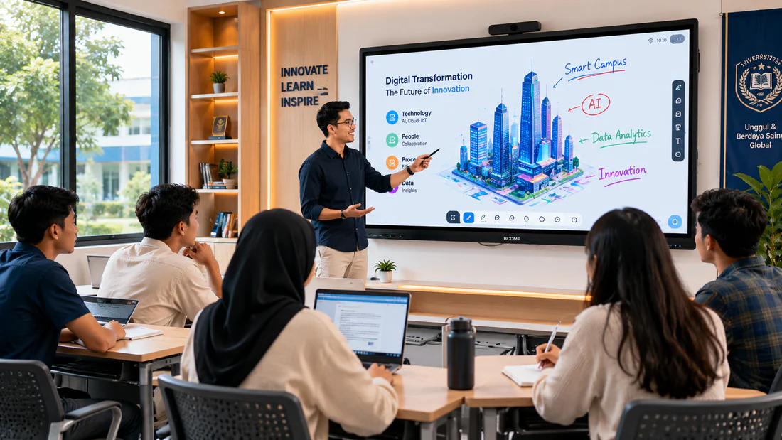 Transformasi ruang kelas dan kampus dengan smartboard interaktif Bcompbiz