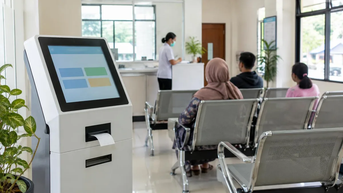 Mesin antrian generik di area tunggu puskesmas