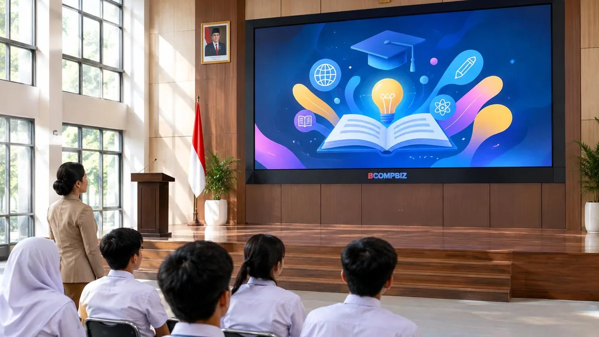 Videotron modern di aula sekolah untuk papan informasi dan kegiatan siswa