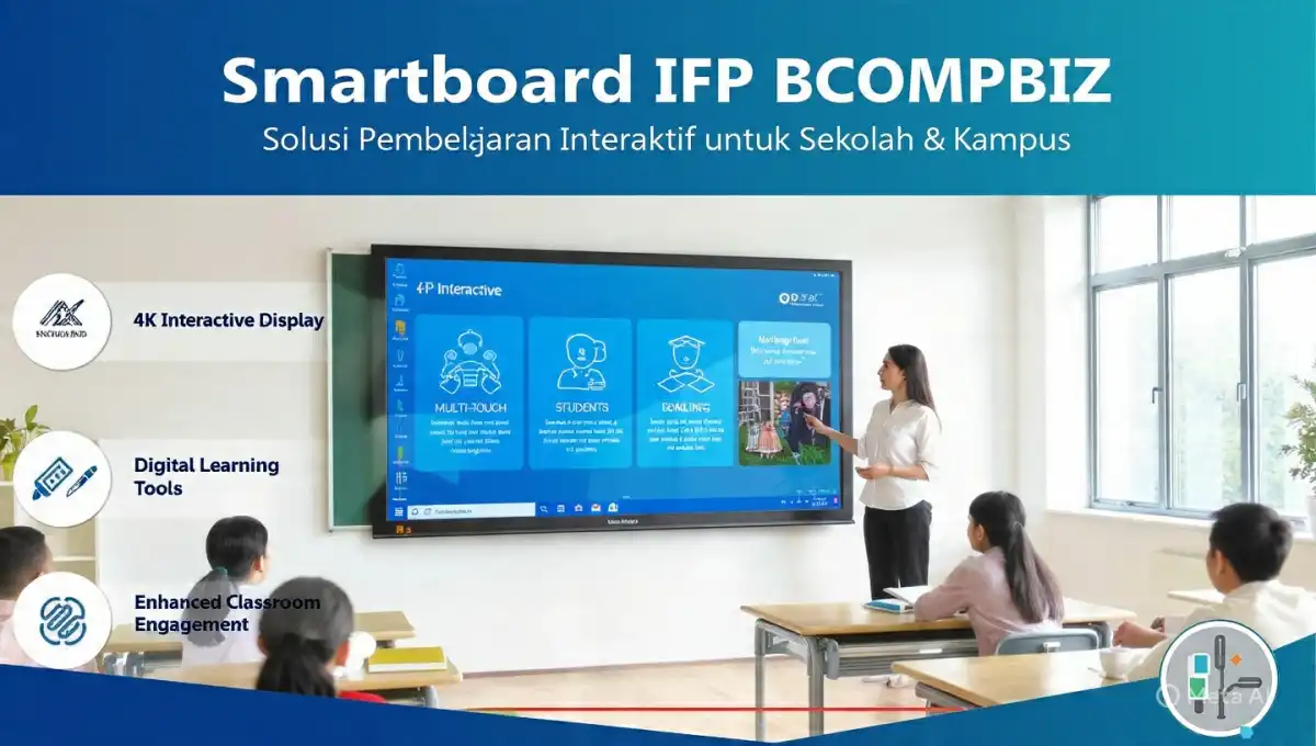 Panduan transformasi ruang kelas kampus menggunakan smartboard interaktif bcompbiz digital teknologi resolusi 4K untuk kolaborasi pengajar mahasiswa