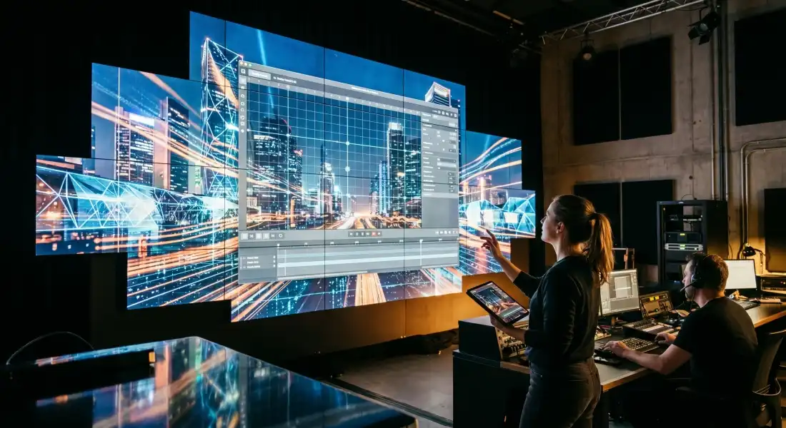 Infrastruktur Hardware Video Matrix Splicer dan Software Mapping Videowall untuk Command Center NOC dari Bcompbiz