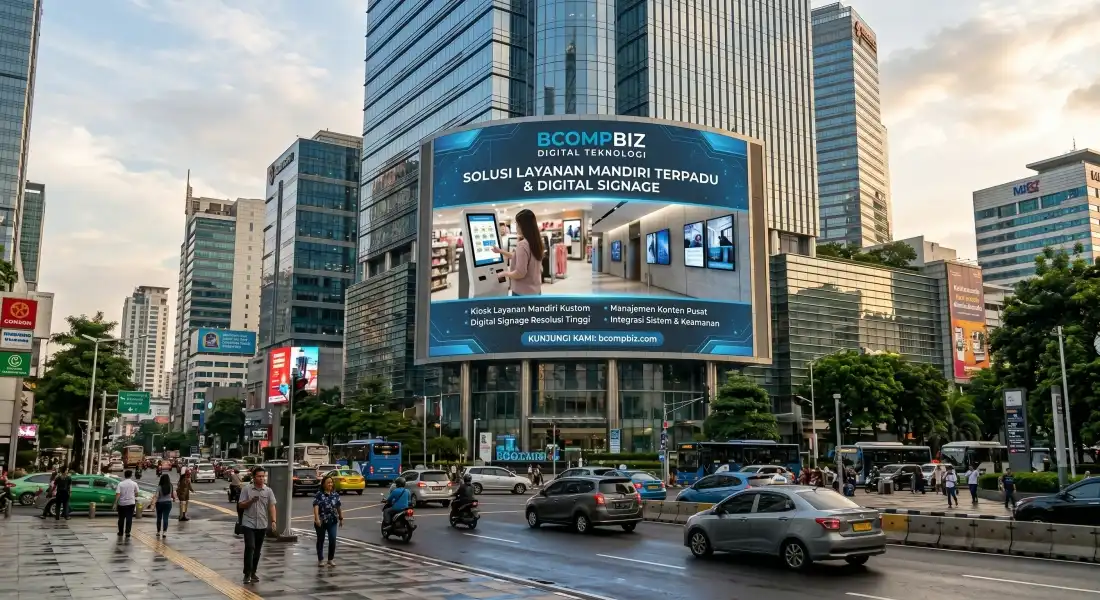 Instalasi LED Videotron Promosi Outdoor dan Indoor kelas komersial dengan sistem kontrol Novastar dari Bcompbiz