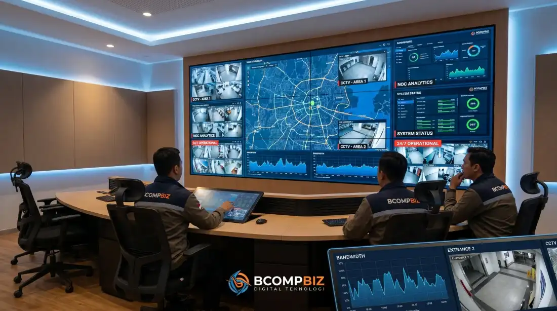 Layar videowall monitoring bezel tipis kelas industri untuk ruang kontrol NOC dan Command Center CCTV dari Bcompbiz